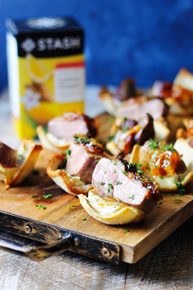 Tea Infused Orange Duck Bites With Brie