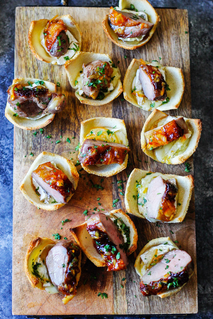 Tea Infused Orange Duck Bites With Brie