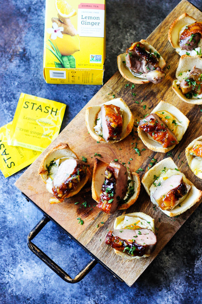 Tea Infused Orange Duck Bites With Brie