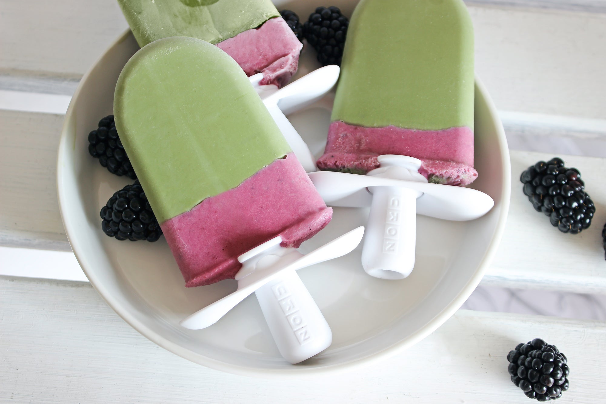 Matcha and Blackberry Pops